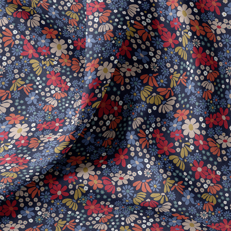 Printed Cotton MARIA Blue / Orange